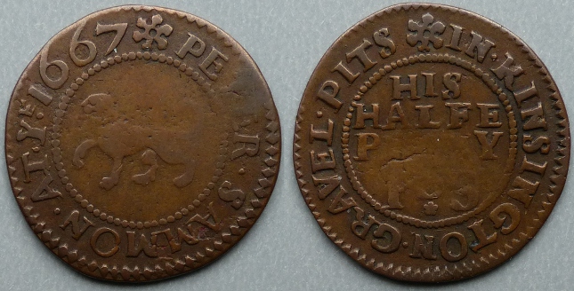 Kensington, Gravel Pits Peter Sammon 1667 halfpenny N9216